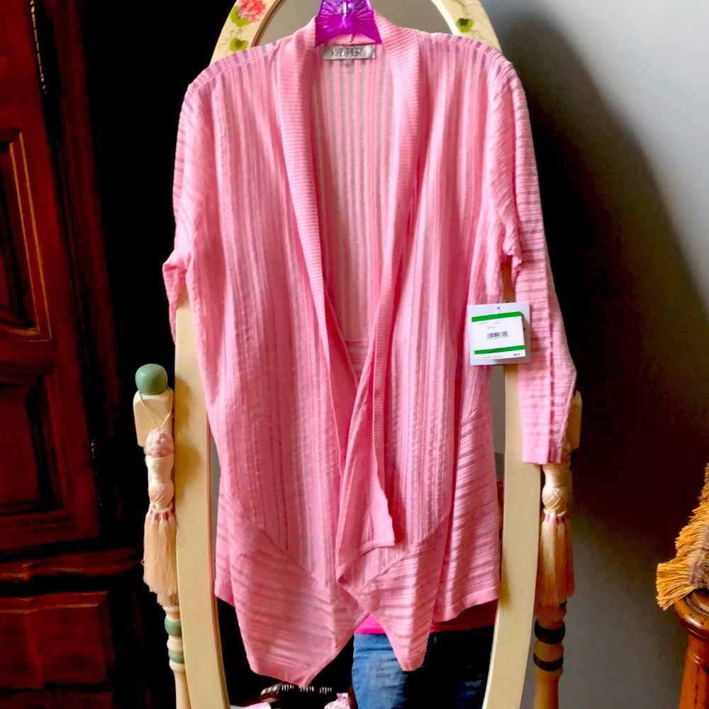 Pink open front summer sweater